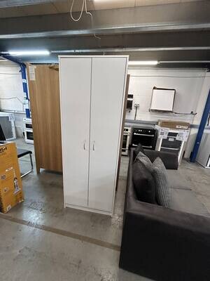 White Wardrobe with Two Doors H180cm W67cm D50cm