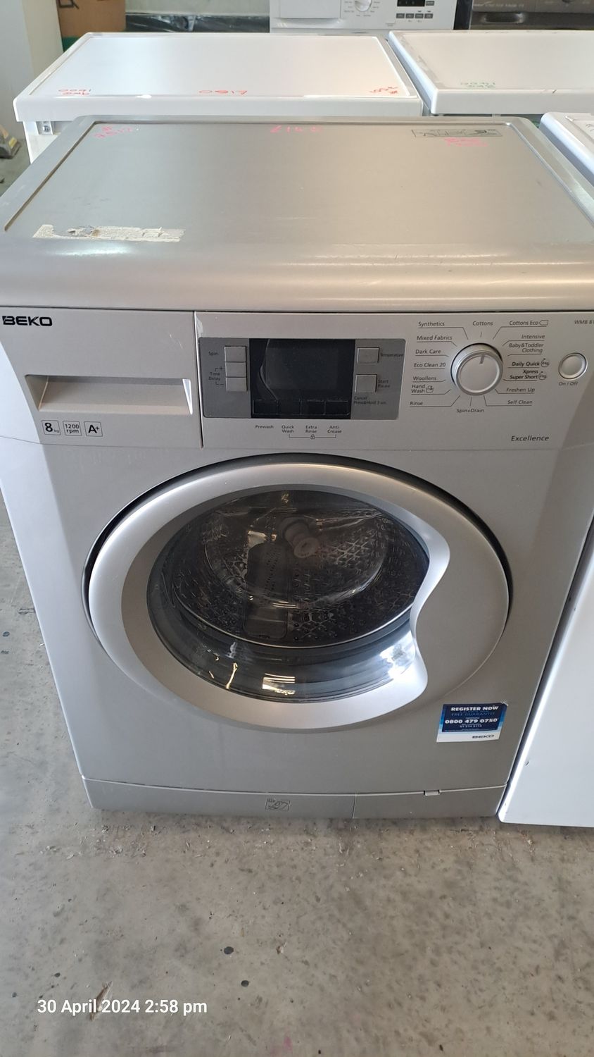 Beko WMB81241LS 8kg Load 1200 Spin Washing Machine Silver H84cm W60cm D54cm Refurbished 