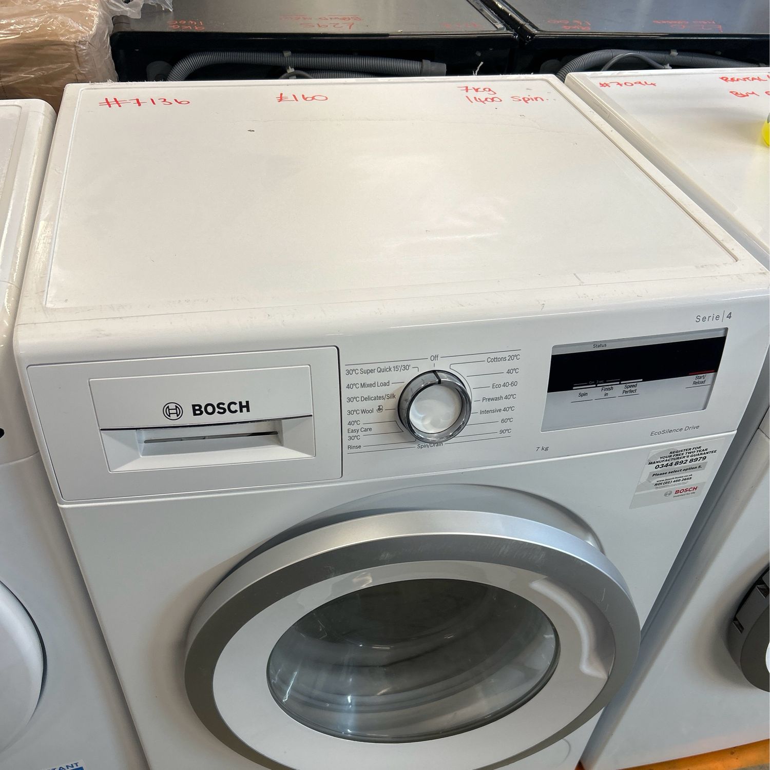 Bosch Serie 4 WAN28081GB/46 7kg Load 1400 Spin Washing Machine White Refurbished H84cm W59cm D55cm