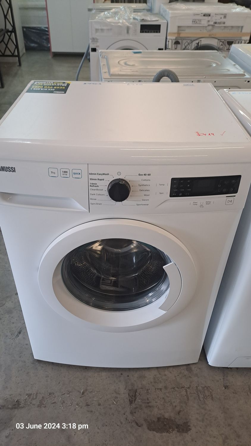 Zanussi ZWF744B3PW 7kg Load 1400 Spin Washing Machine White New Graded H84cm W59cm D54cm