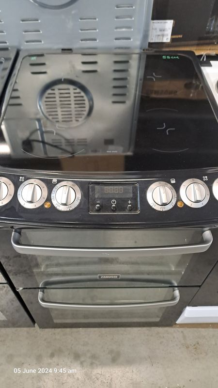 Zanussi ZCV551MNC 55cm Electric cooker Double Oven Ceramic Hobs Black Refurbished