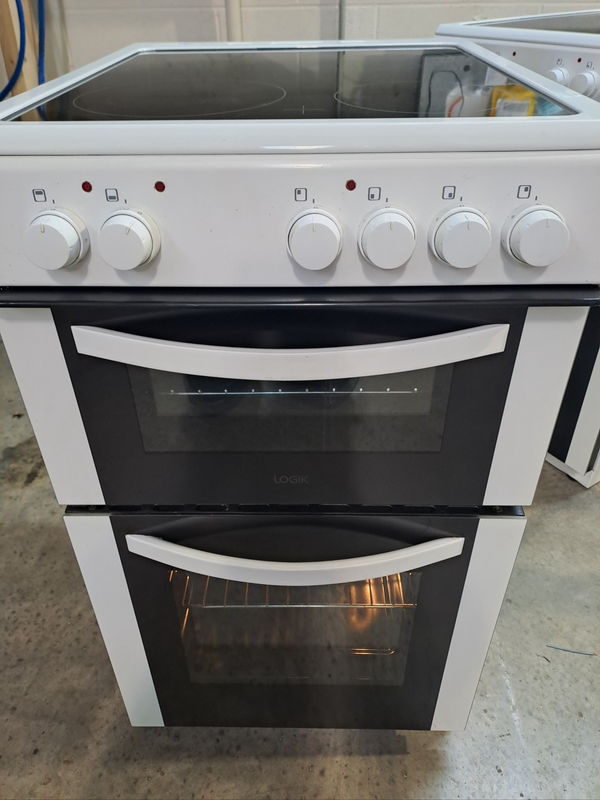 Logik LFTC50W16 50cm Electric cooker Twin Cavity White Refurbished