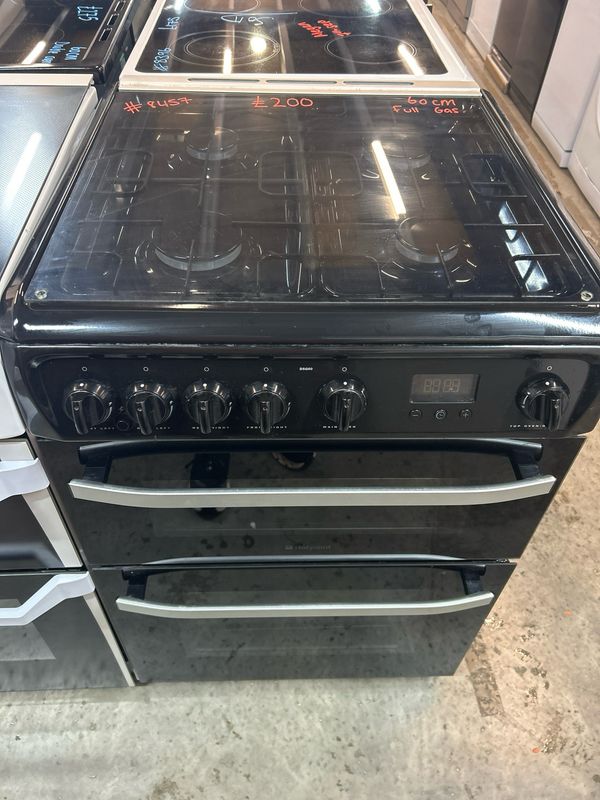 Indesit ID67G0MCX/UK 60cm Twin Cavity Double Oven Glass Lid Gas Cooker