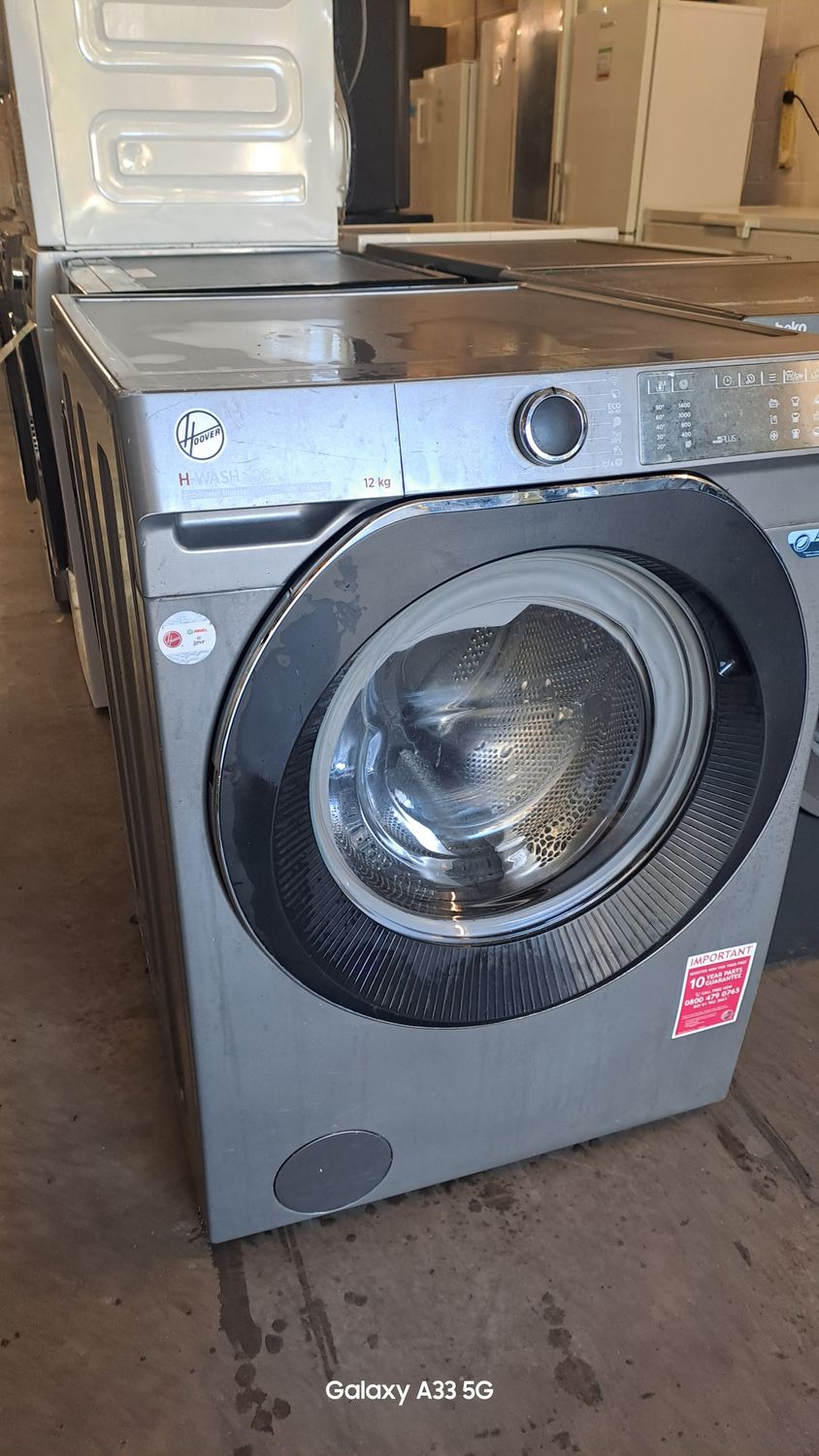 Hoover HW412 H-Wash 500 12kg Load 1400 Spin Washing Machine Grey H84 W60 D65 Refurbished 