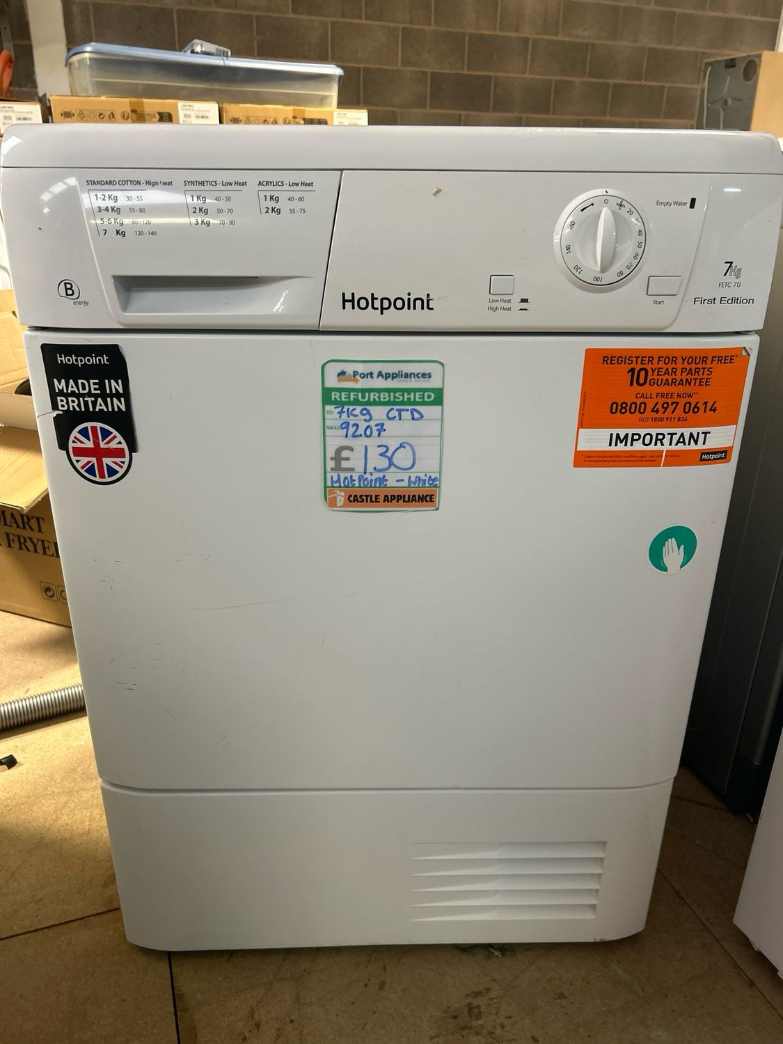 Hotpoint FETC70 7kg Condenser Dryer White Refurbished