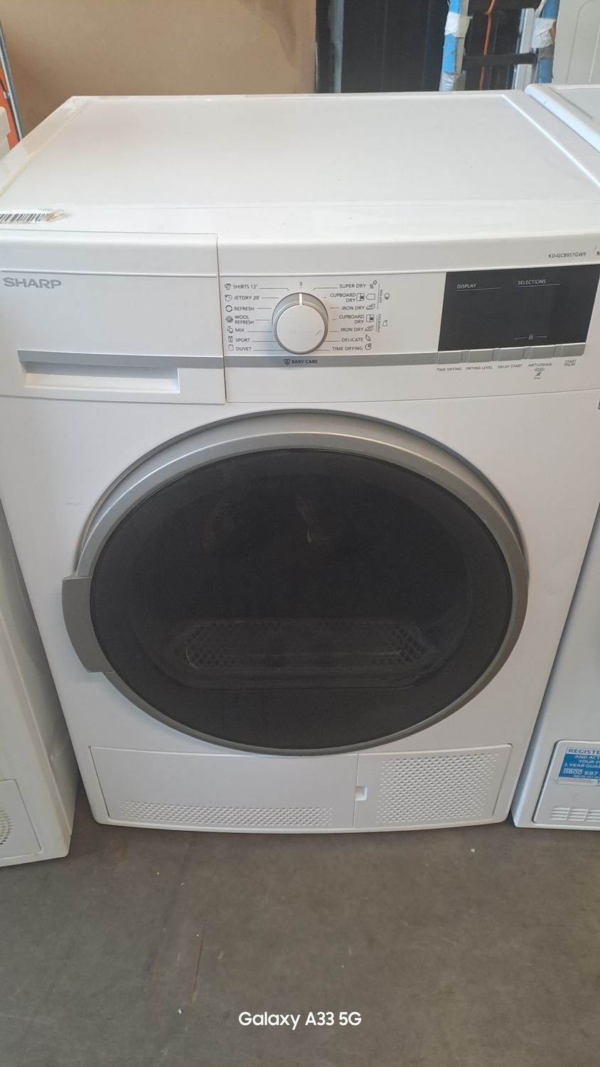 Sharp KD.GCB9S7GW9 9Kg Condenser Dryer White Refurbished 