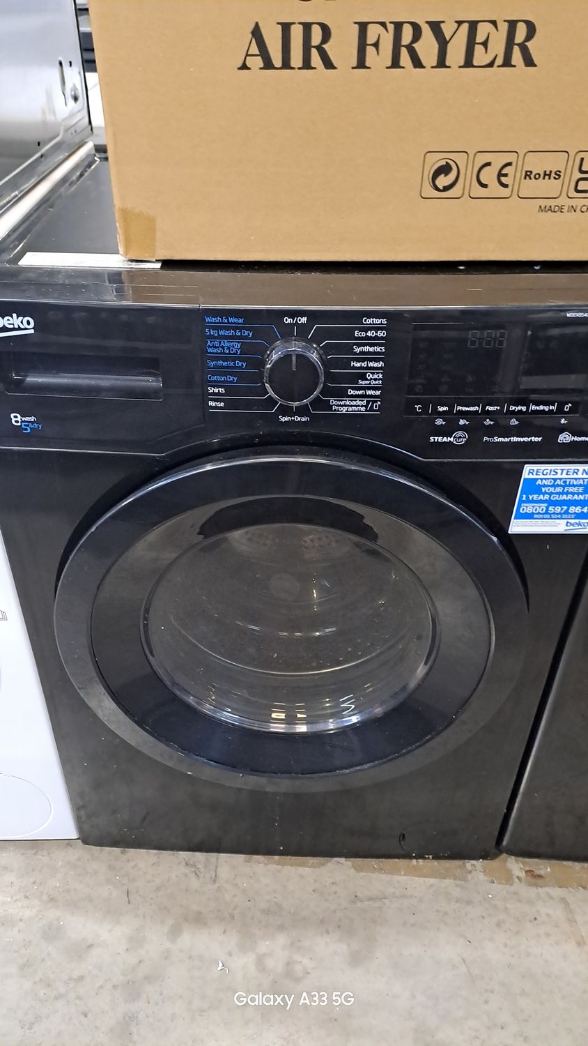 Beko WDEX8540430B 8kg+5Kg 1400 Spin Washer Dryer Black Refurbished 