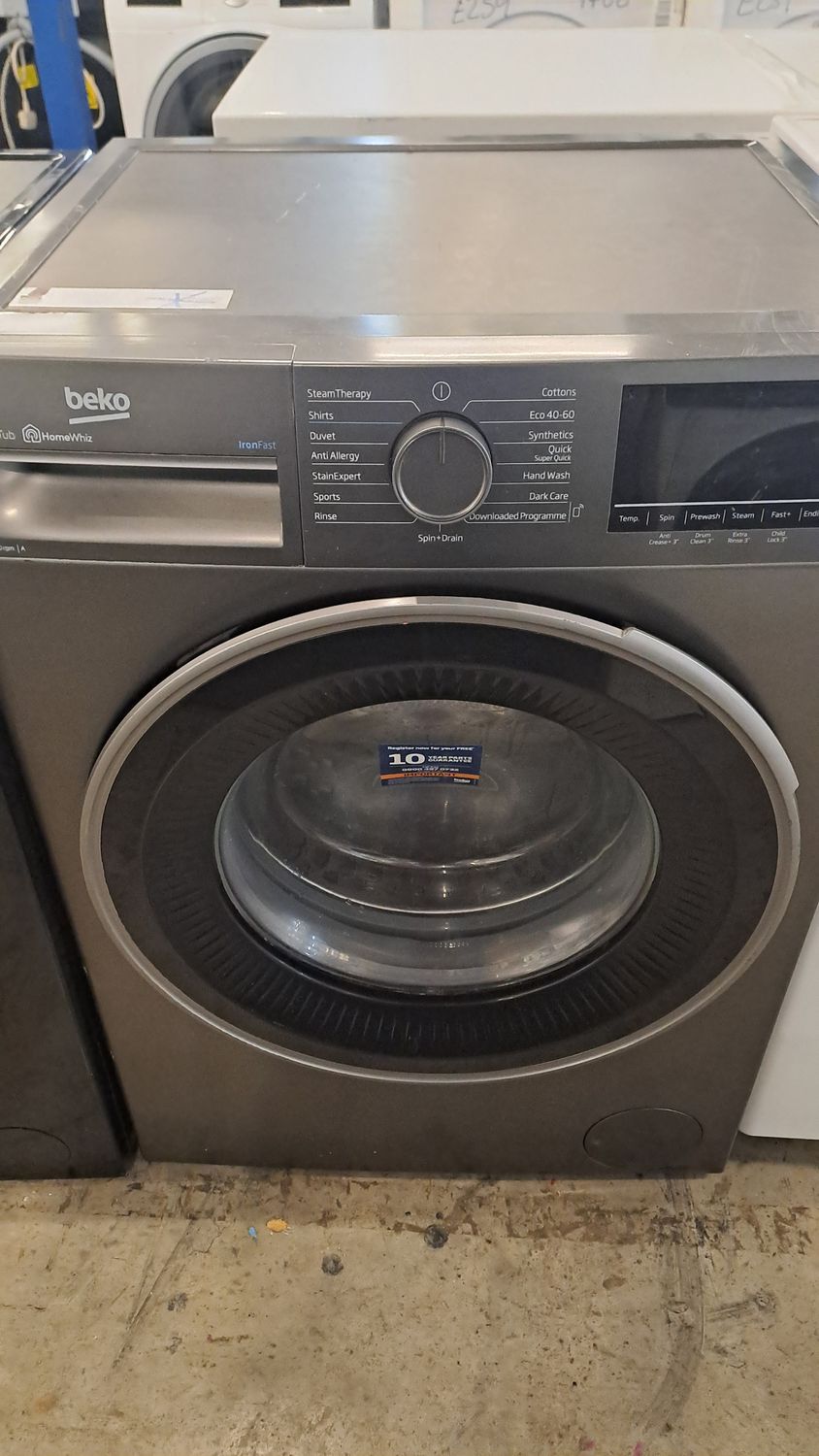 Beko B300 HomeWhiz 9kg Load 1400 Spin Steam Washing Machine Graphite Grey Refurbished