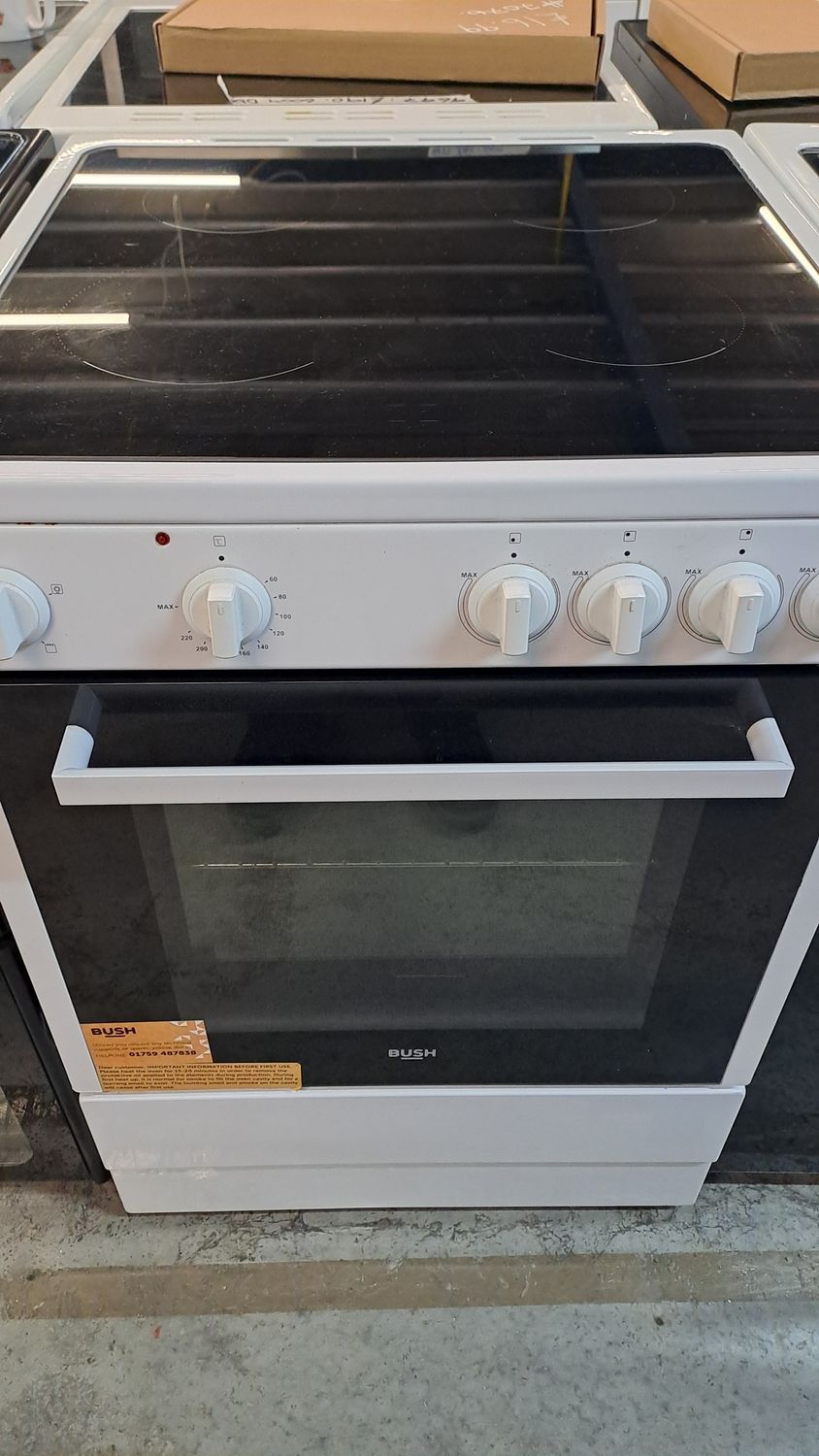 Bush 60cm Electric Cooker Ceramic Hobs Single Oven Grill White Refurbished 