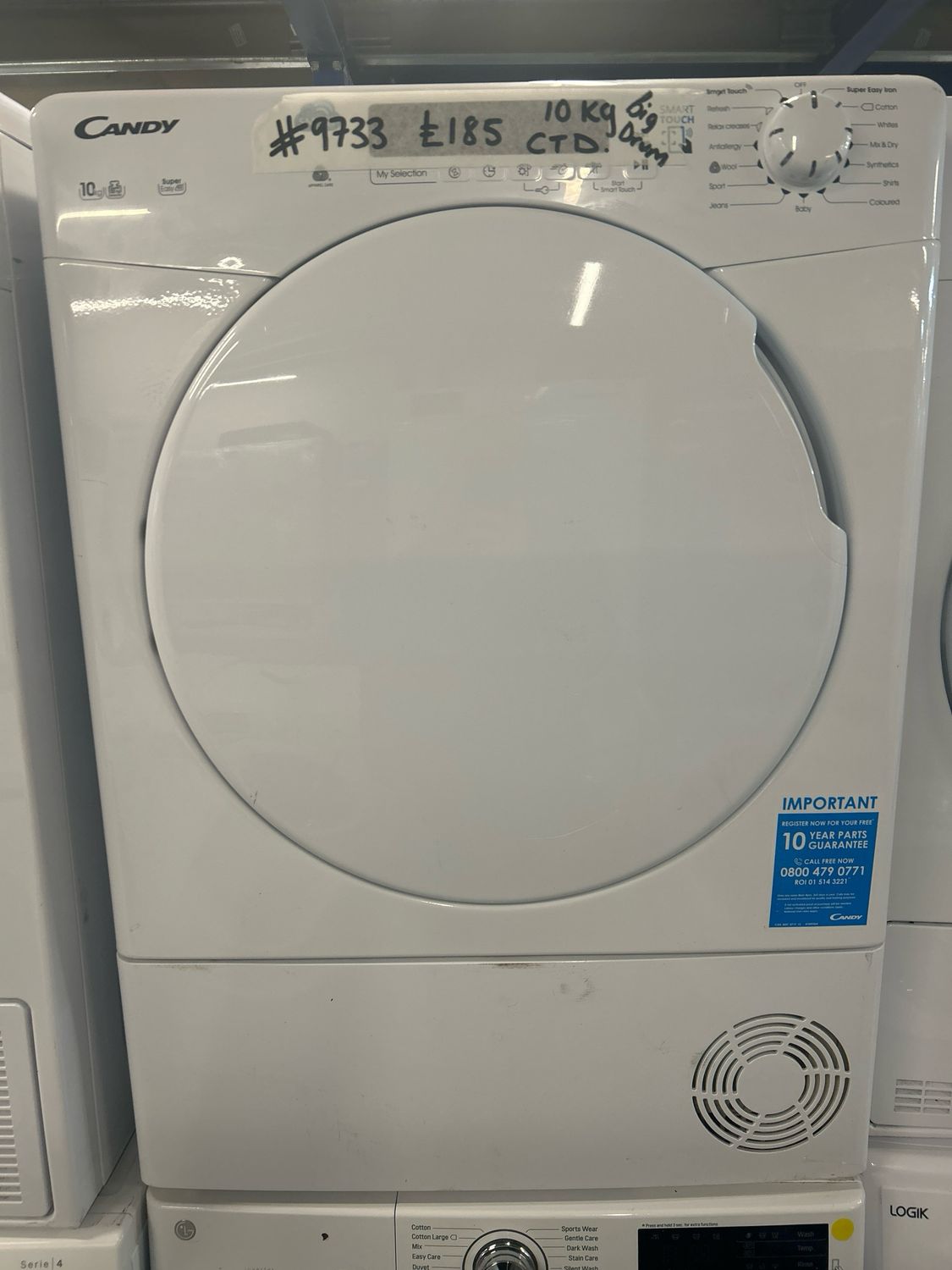 Candy CSC10DF-80 10kg Condenser Dryer White