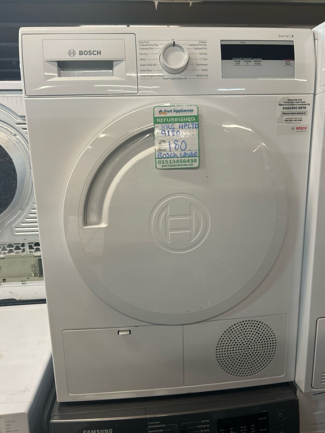 Bosch WTH84000GB White 8kg Heat Pump Tumble Dryer White