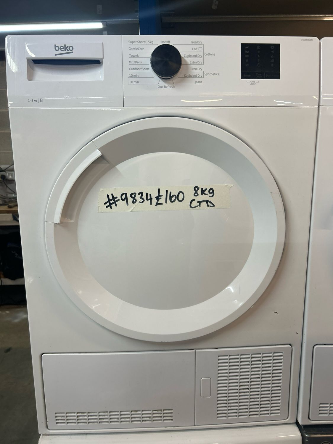 Beko DTLCE80121W 8Kg Condenser Dryer White Refurbished 