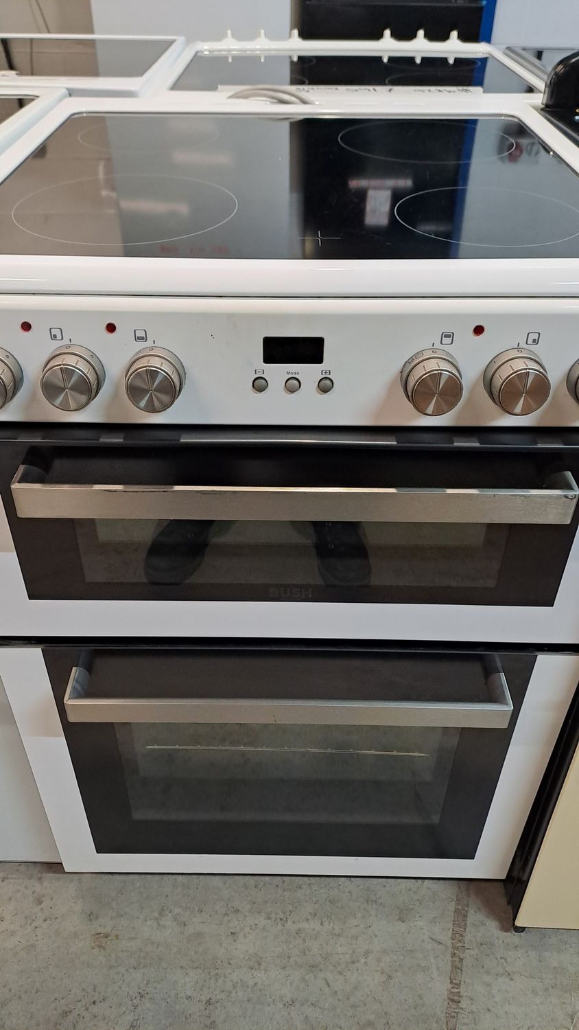 Bush 60cm Electric Cooker - Double Oven - Ceramic Hob - White