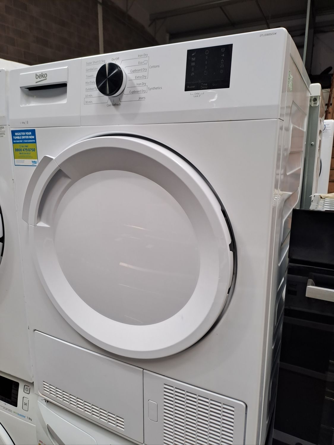 Beko DTLCE80021W 8Kg Condenser Dryer White