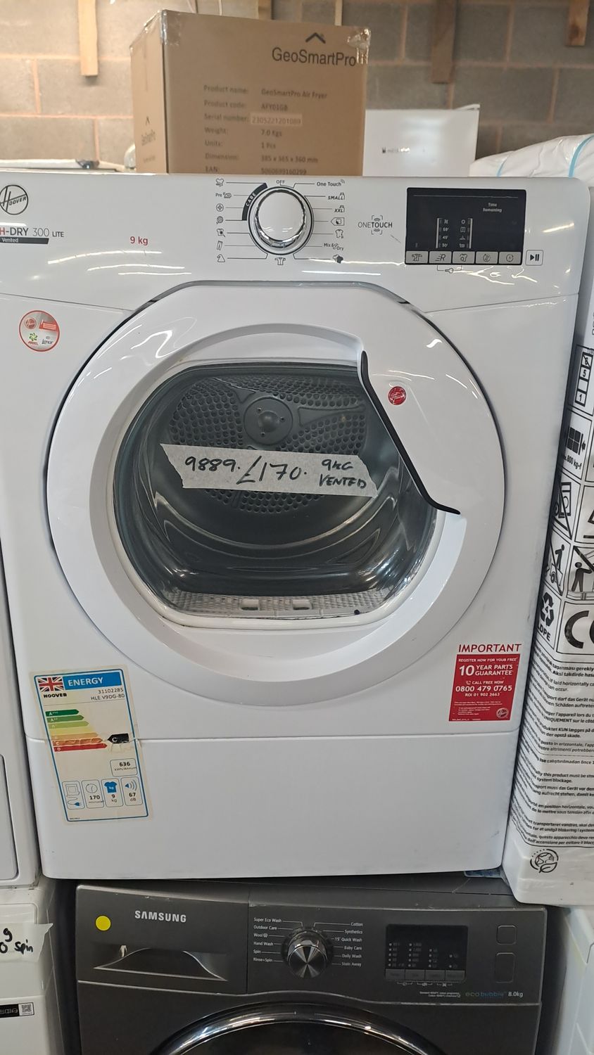 Hoover H-DRY300 9kg Vented Dryer White