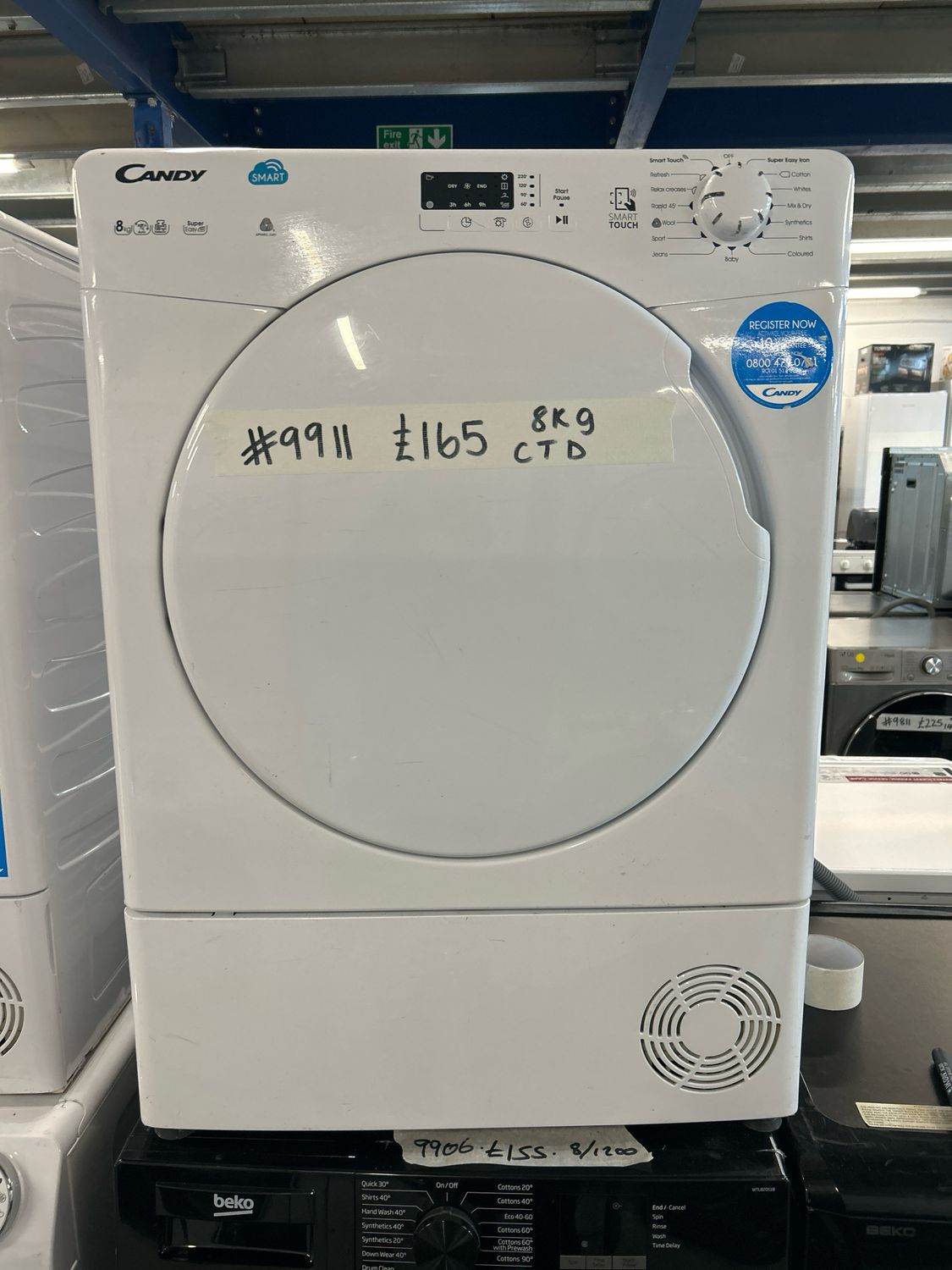 Candy CSC8DF-80 8kg Smart Condenser Dryer White Refurbished