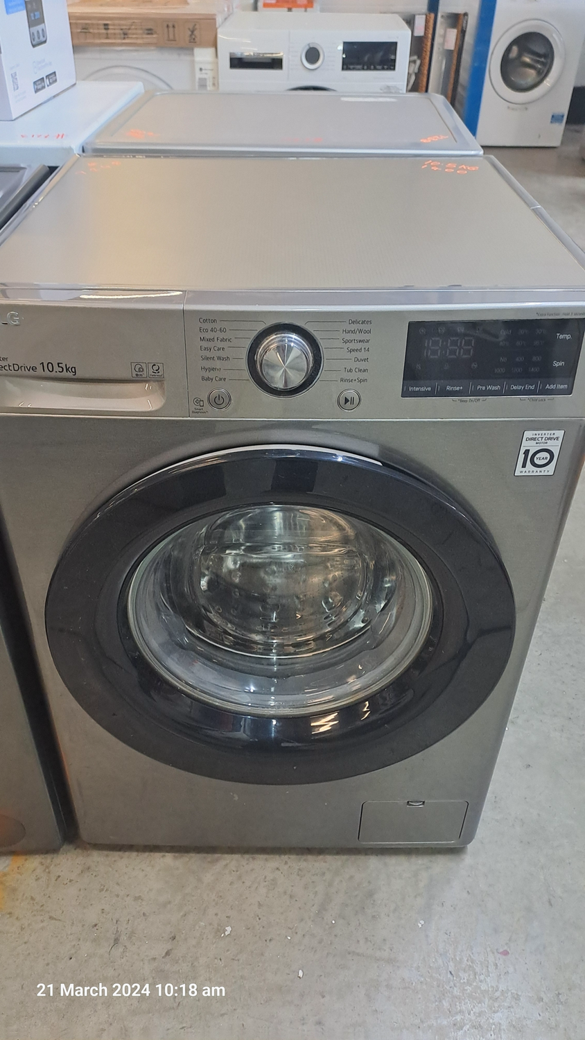 LG 10.5kg 1400rpm Washing Machine White
