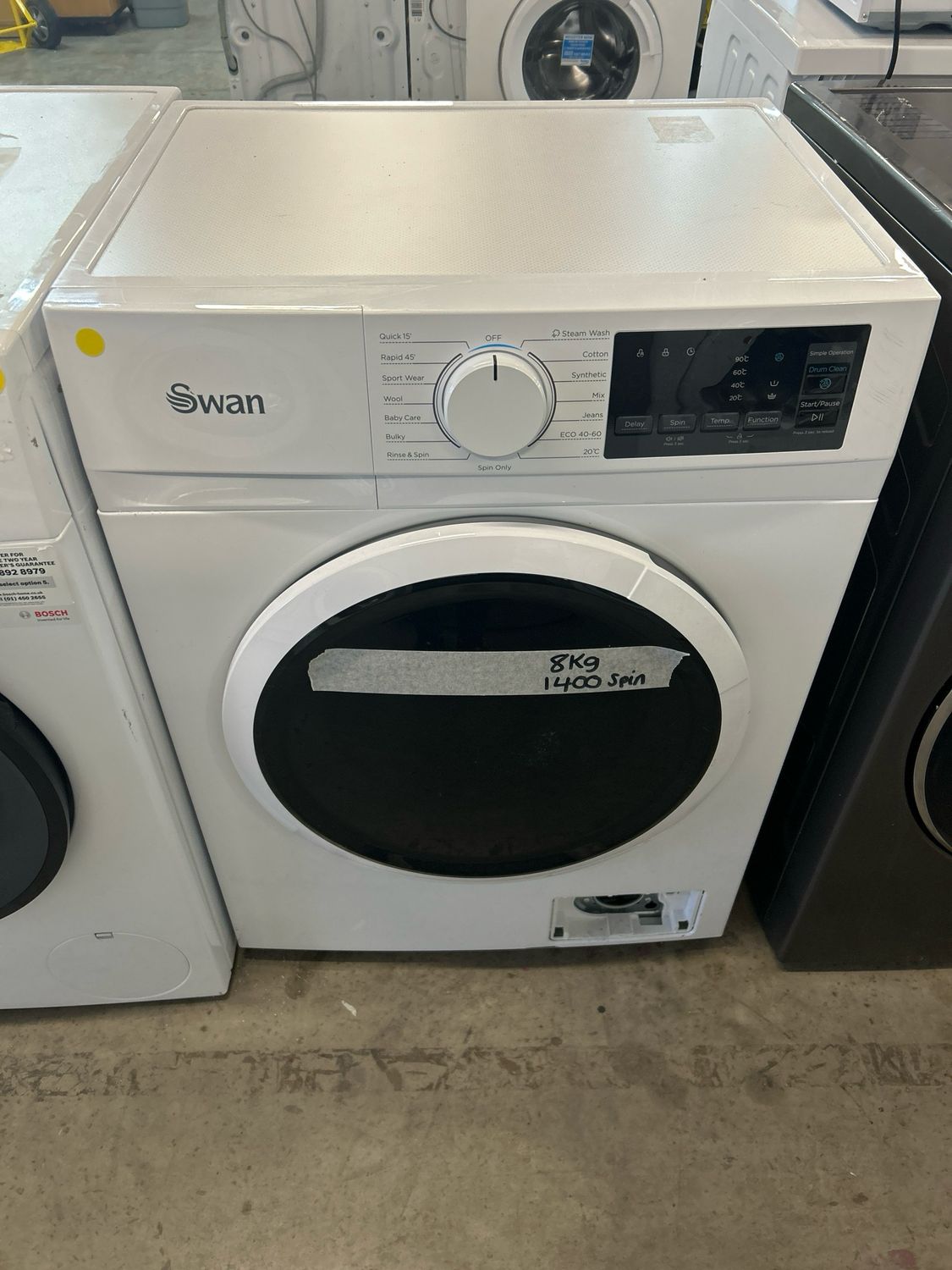 Swan SW75120W 8kg 1400rpm Washing Machine White Graded - Missing Filter Cover But Still New Graded.