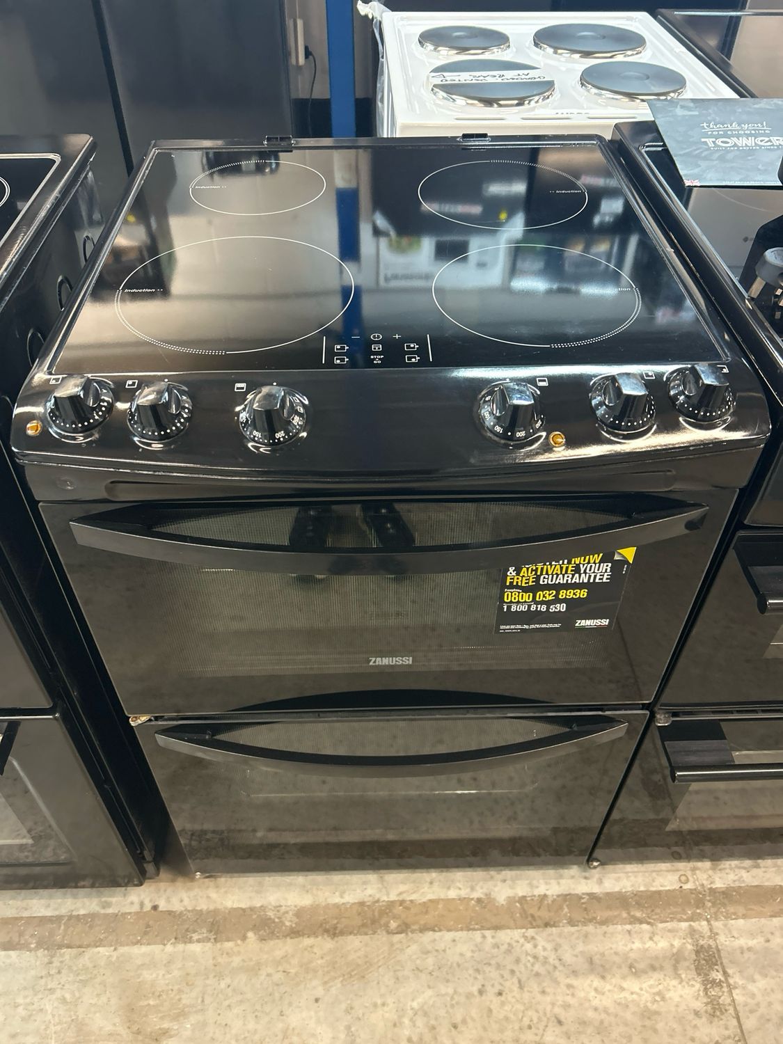 Zanussi ZCI68000BA 60cm Electric cooker Double Oven Induction Black