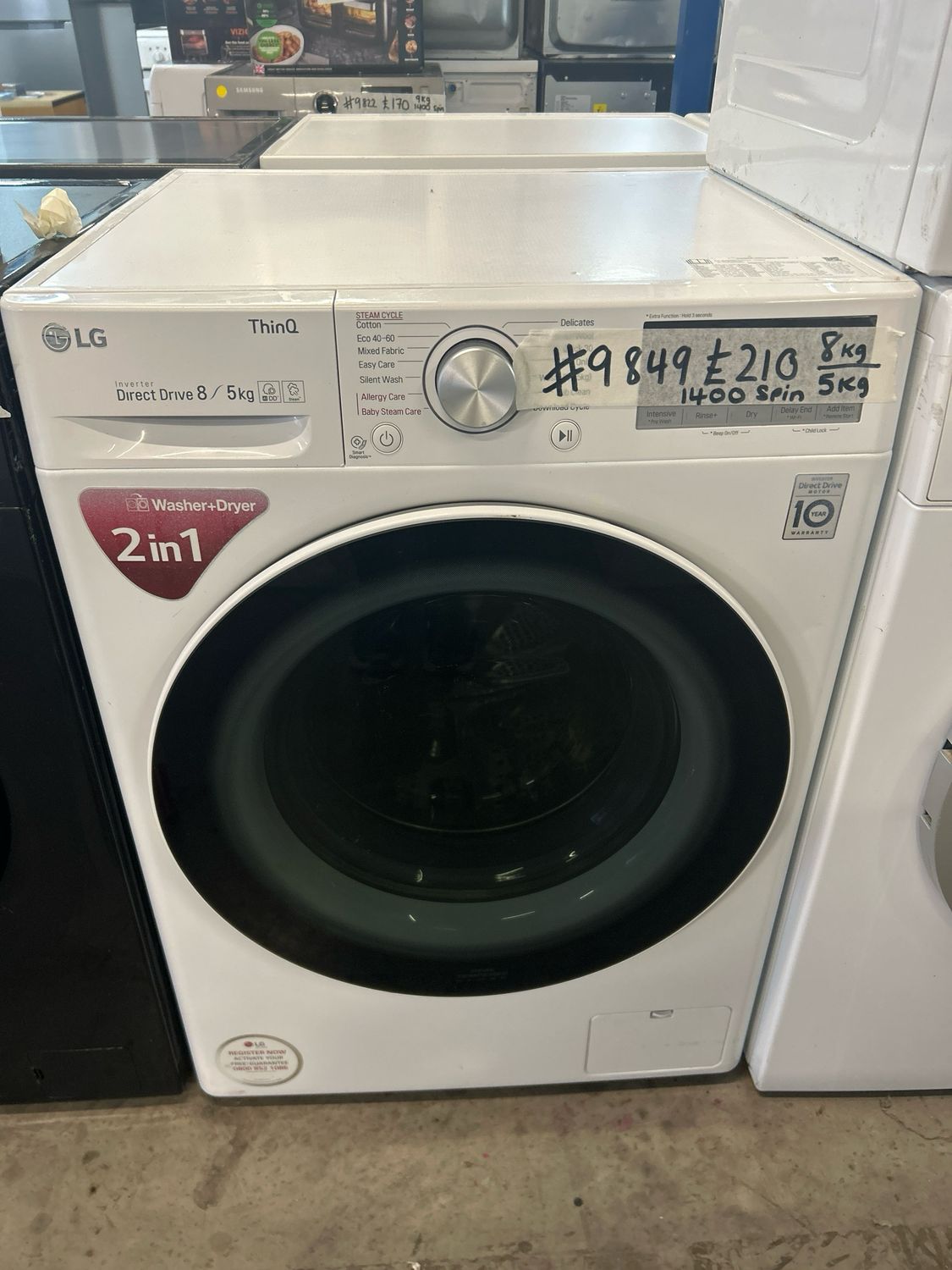 LG FWV685WSE 9kg/6kg 1400 Washer Dryer Silver