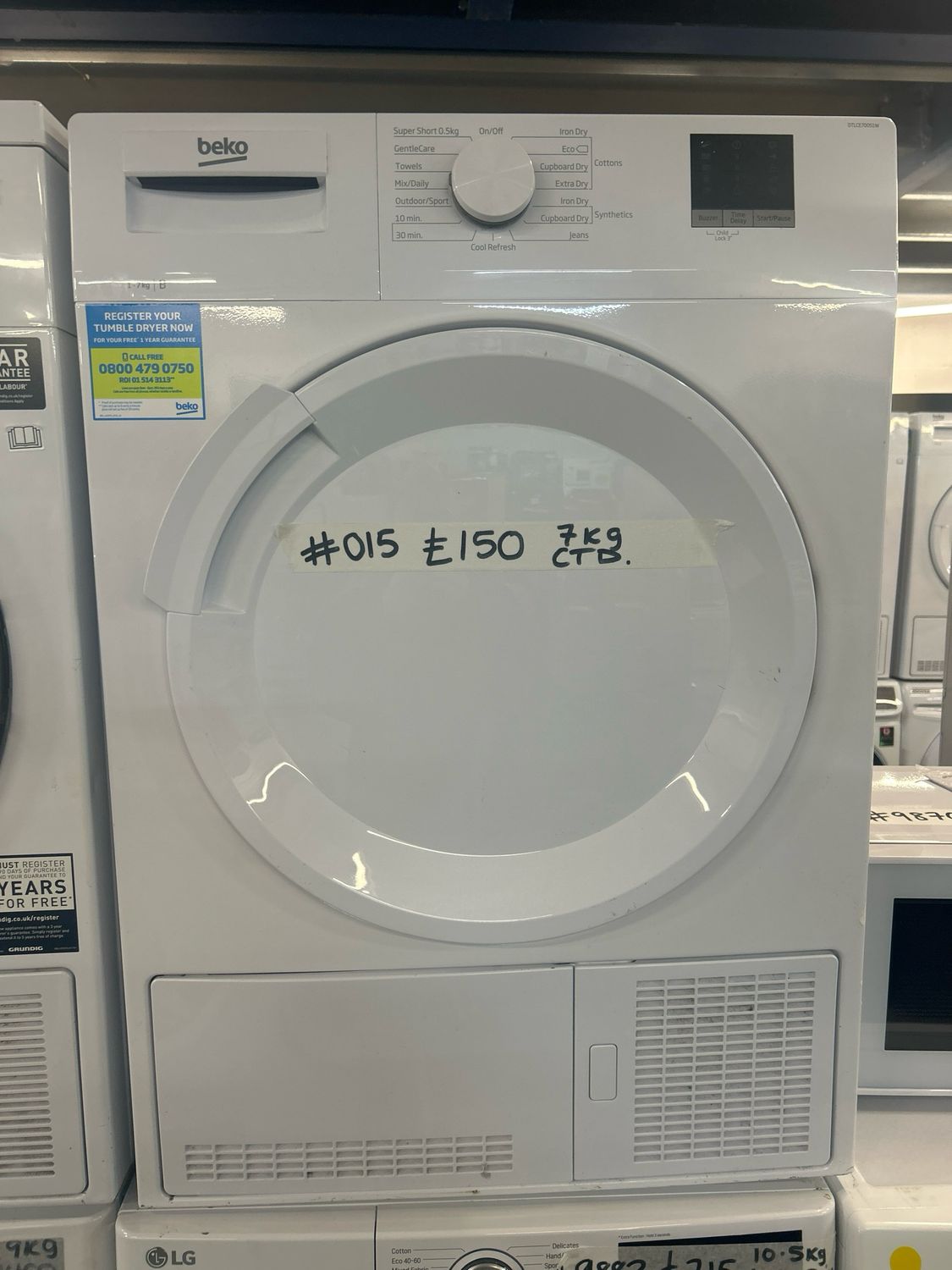 Beko DTLCE70051W 7Kg Condenser Dryer White