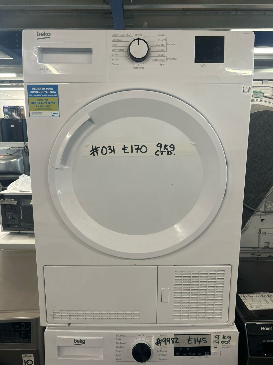 Beko DTBC9001W 9kg Condenser Dryer White