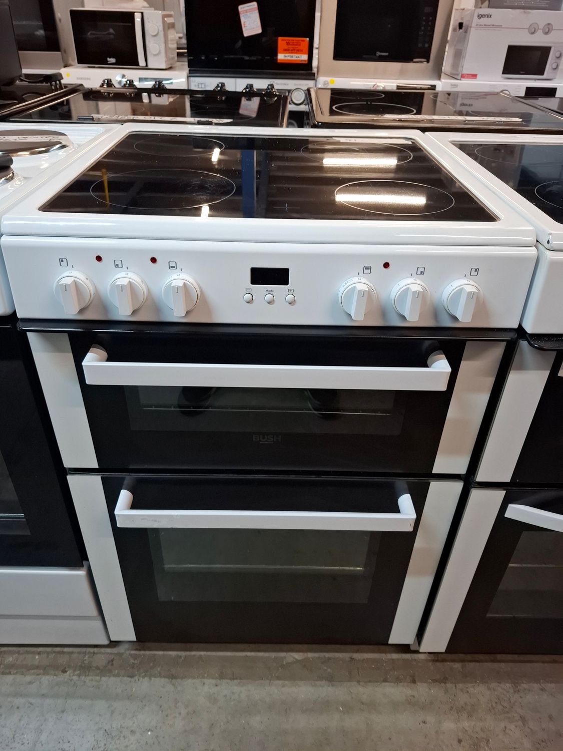 Bush BDBL60 60cm Electric Cooker Double Oven White