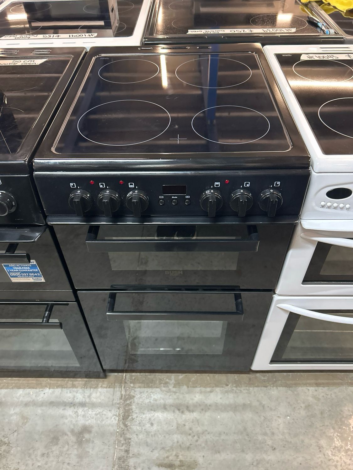 Bush DHBETC50B 50cm Electric Cooker Double Oven Black