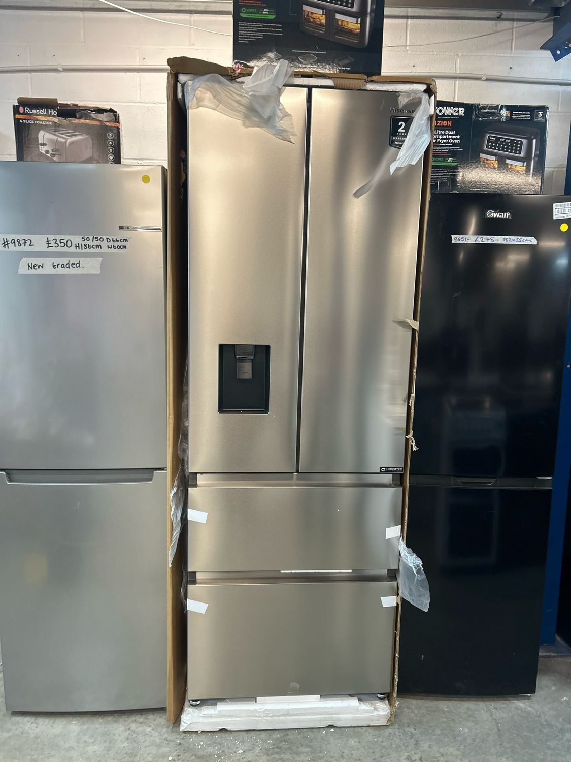 HISENSE RF632N4WIE Fridge Freezer - Stainless Steel W70cm H200cm D70cm