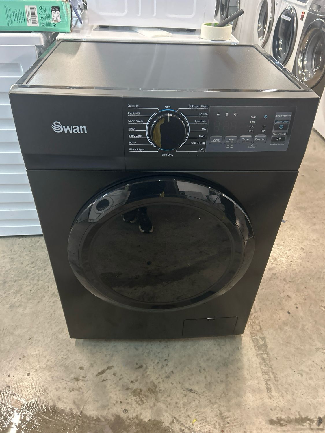 Swan SW75120B 8KG 1400rpm Washing Machine Black New Graded