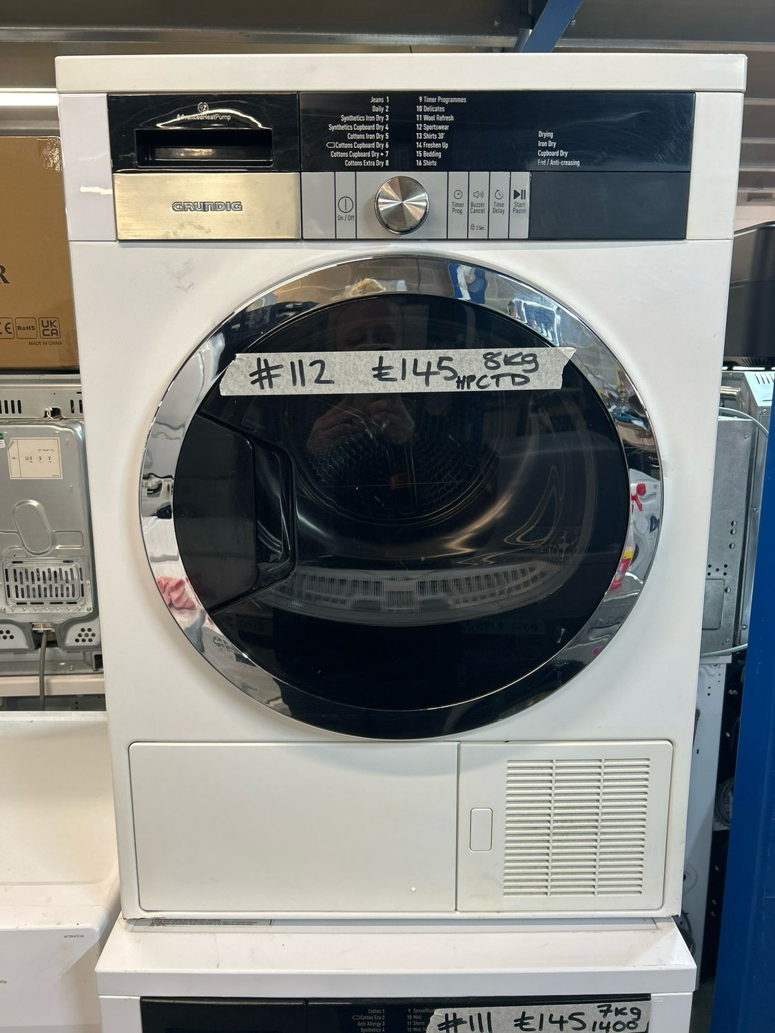 Grundig GTN38250HGCW 8kg Heat Pump Condenser Dryer White