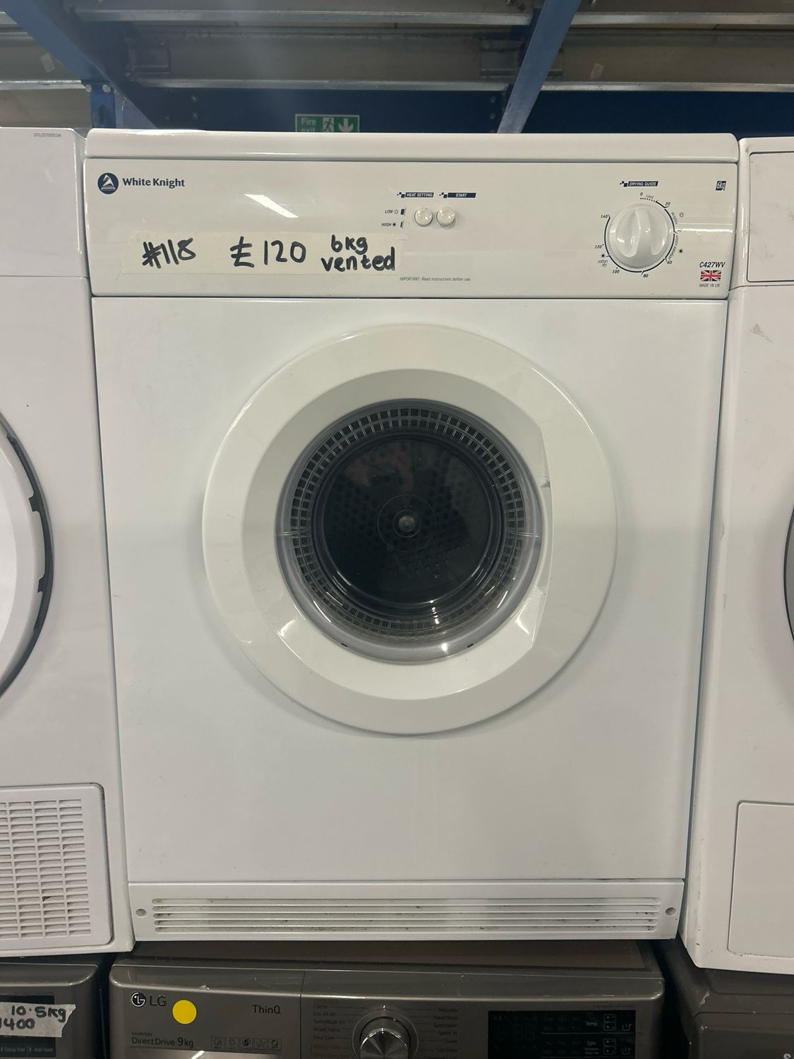 White Knight C427WV 6KG Vented Tumble Dryer White Refurbished