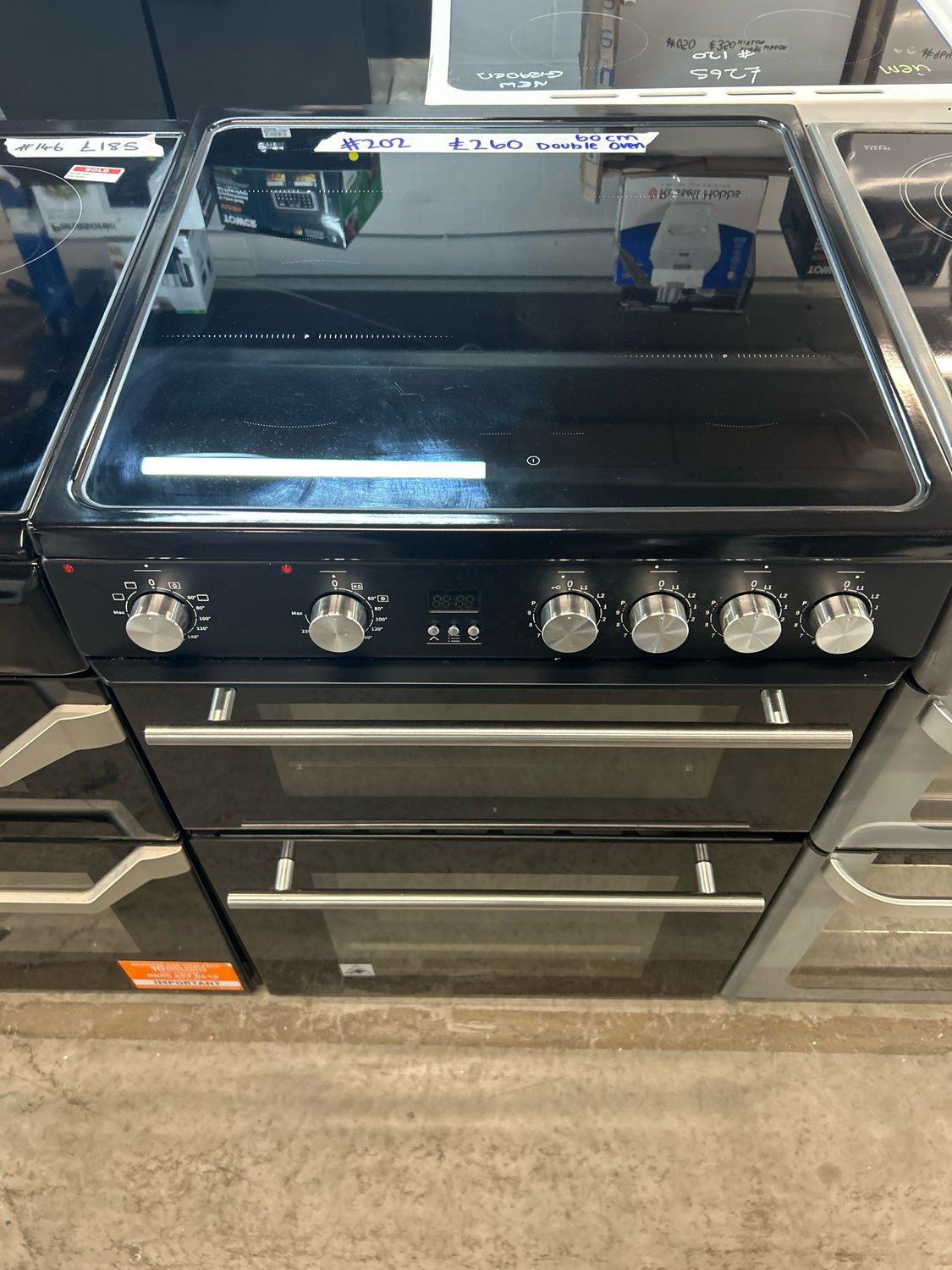 Hisense HDE3211BBUK 60cm Electric Cooker Double Oven with Ceramic Hob Black A/A Rated New Graded 