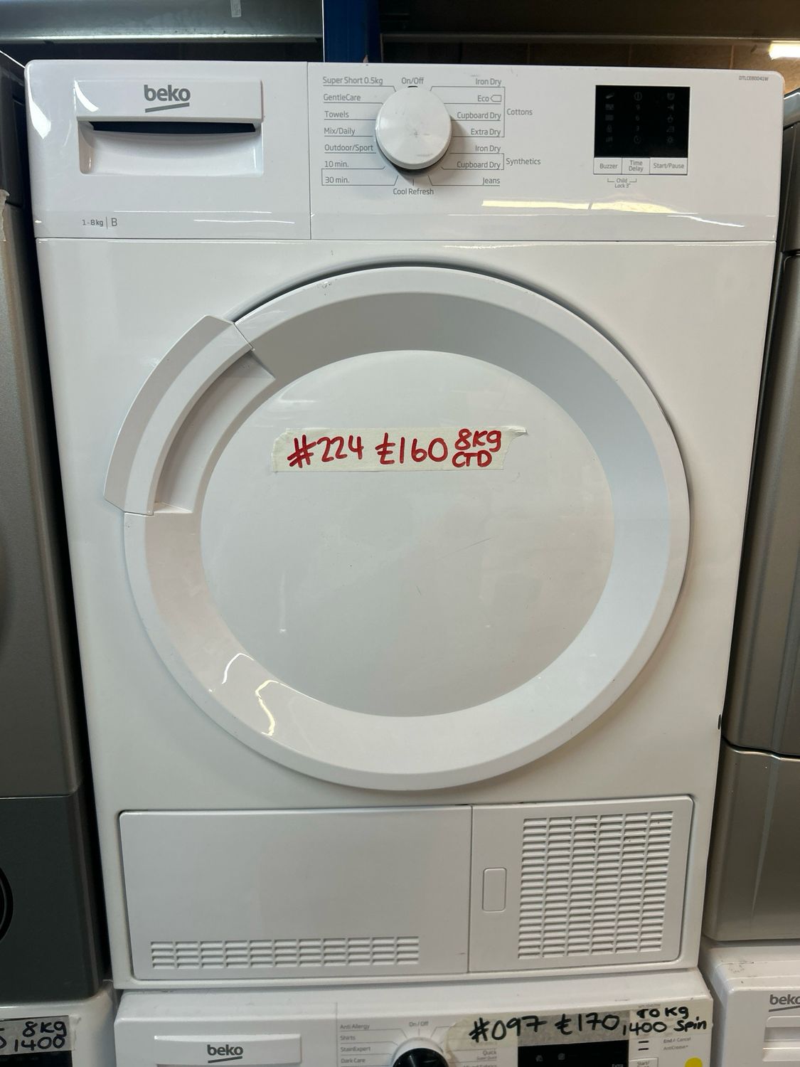 Beko DTLCE80041W 8Kg Condenser Dryer White Refurbished 