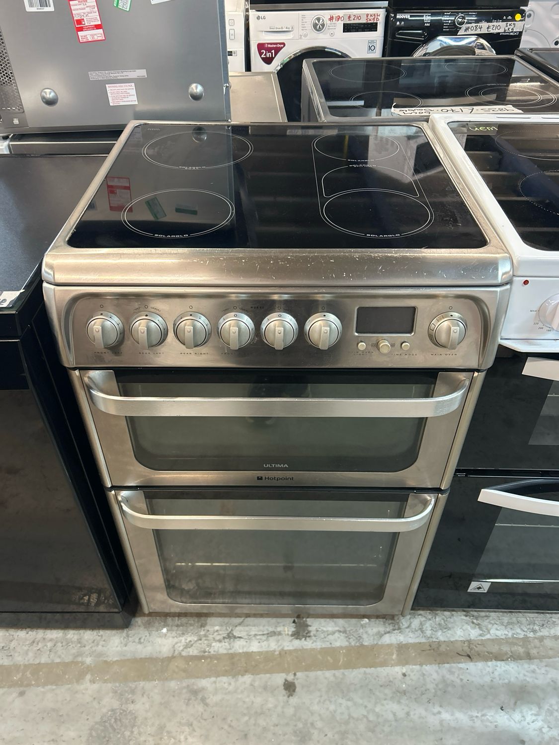 Hotpoint HUE612X 60cm Electric cooker Double Oven Silver