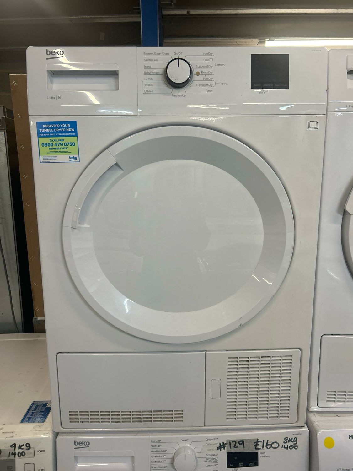 Beko DTBC8001W 8kg Condenser Dryer White