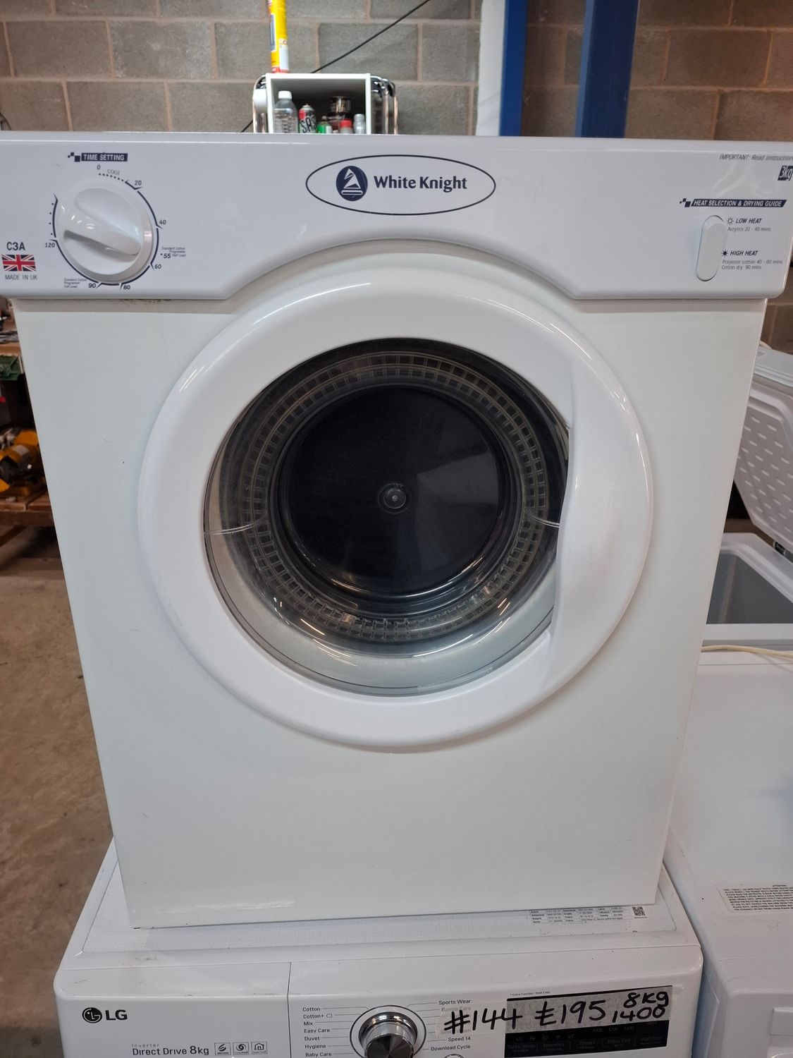 White Knight C3A 3KG Compact Tumble Dryer White Refurbished