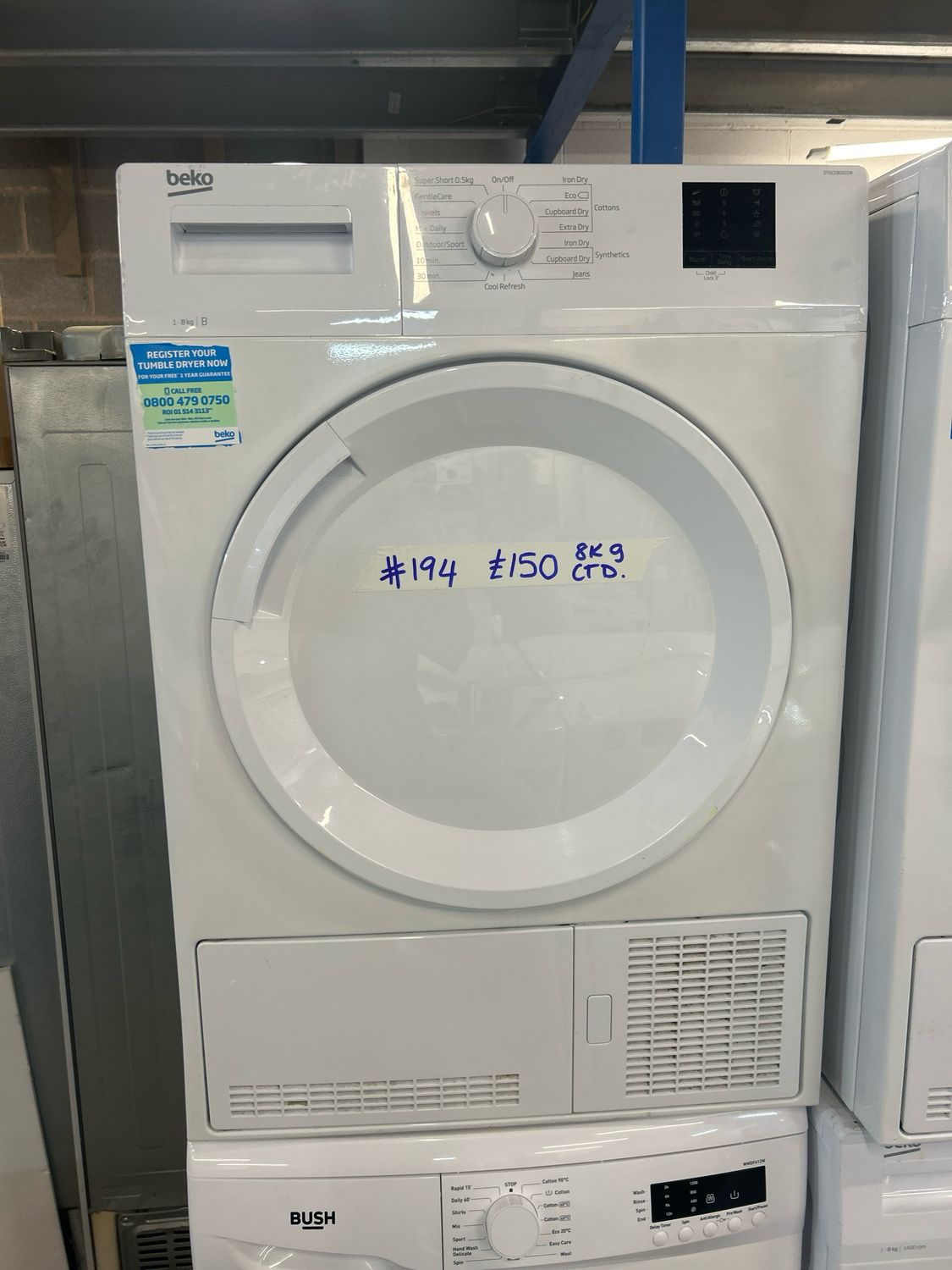 Beko DTKCE80021W 8kg Condenser Dryer White