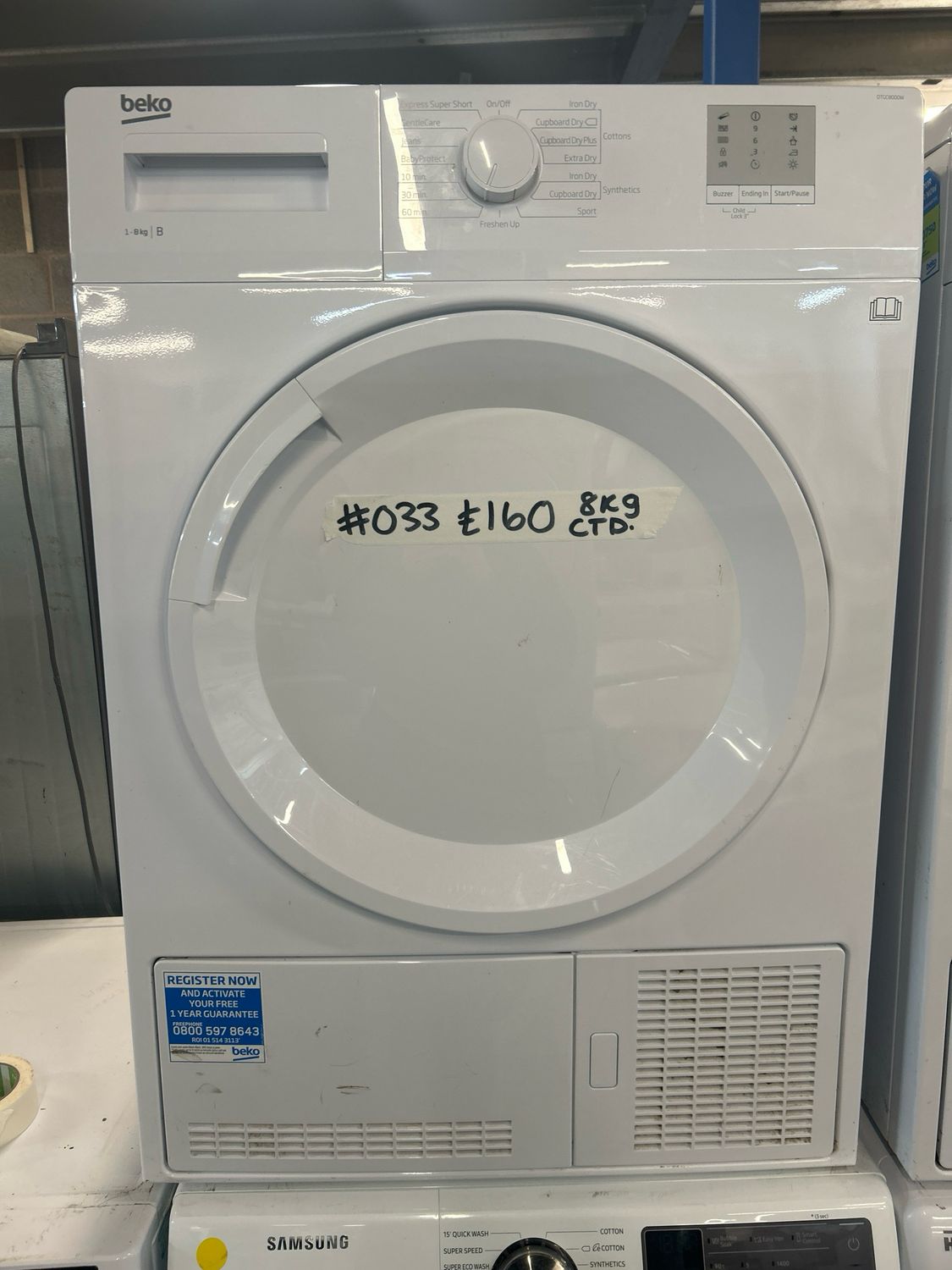 Beko DTGC8000W 8kg Condenser Dryer White