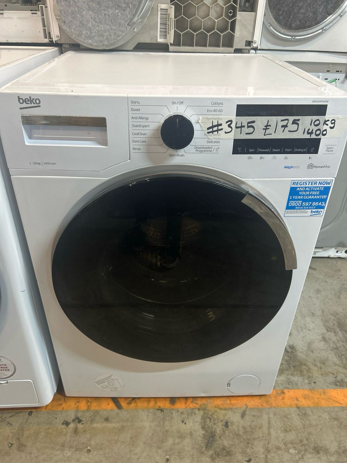 Beko WER104P64E1W 10kg 1400rpm Washing Machine White