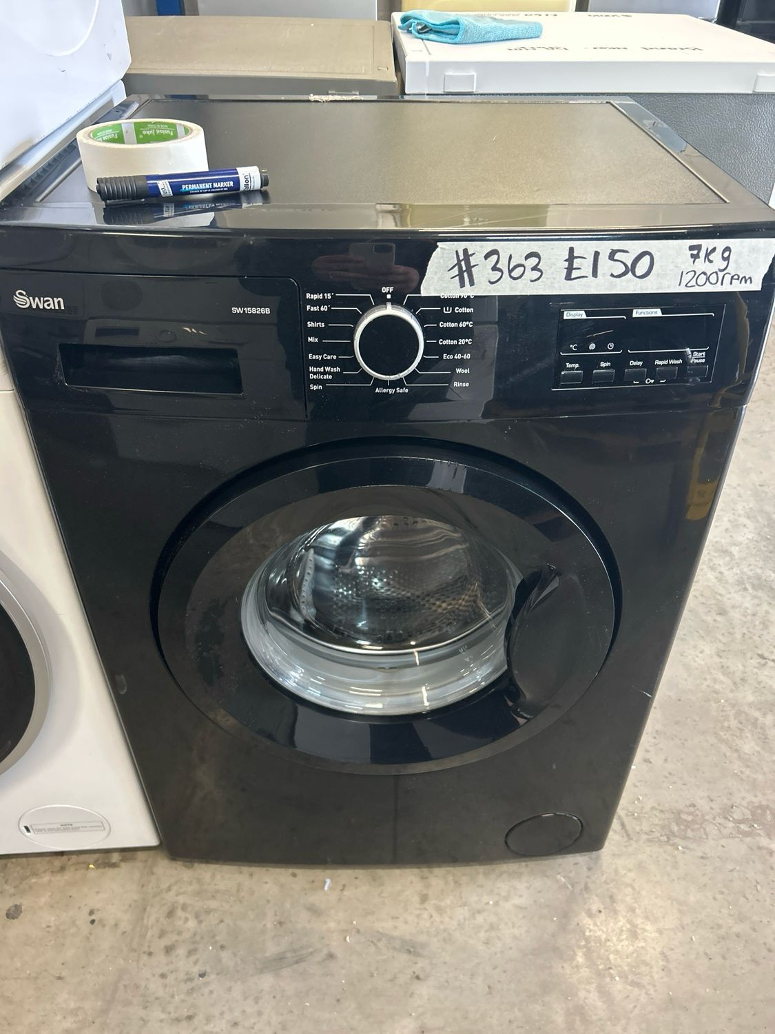 Swan SW15826B 7kg 1200rpm Washing Machine Black