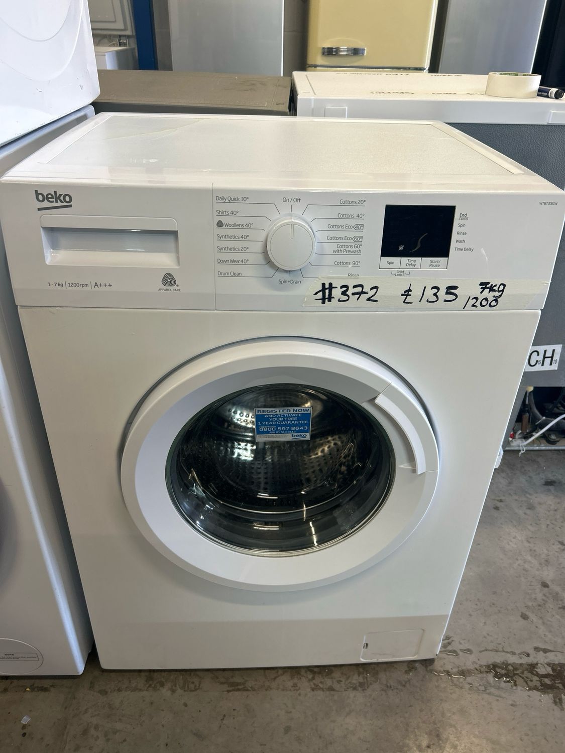 Beko WTB720E1W 7kg 1200rpm Washing Machine White