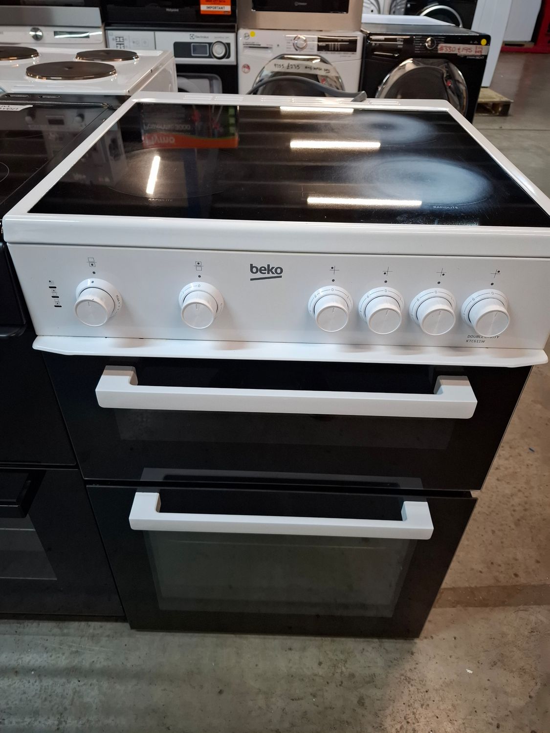 Beko KTC611W 60cm Electric Cooker Twin Cavity Ceramic Hob White Refurbished