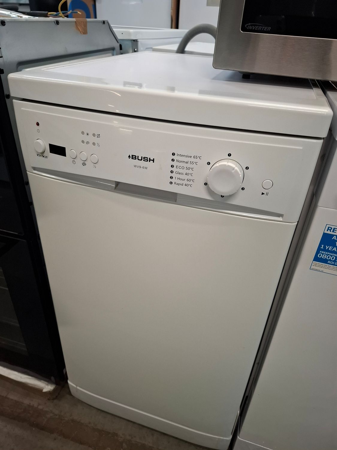 Bush WV9.6W 45cm Freestanding Slimline Dishwasher White