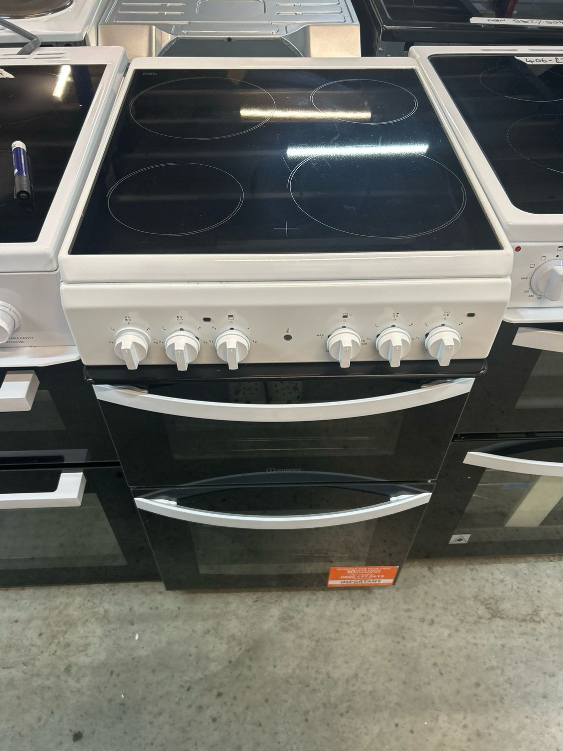 Indesit 50cm Electric Cooker Ceramic White