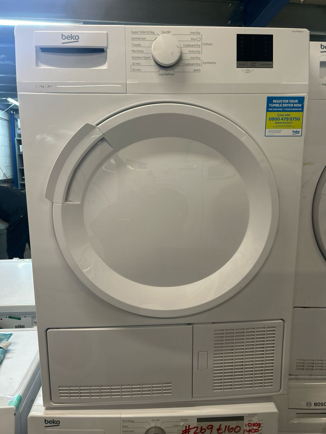 Beko DTLCE70051W 7Kg Condenser Dryer White