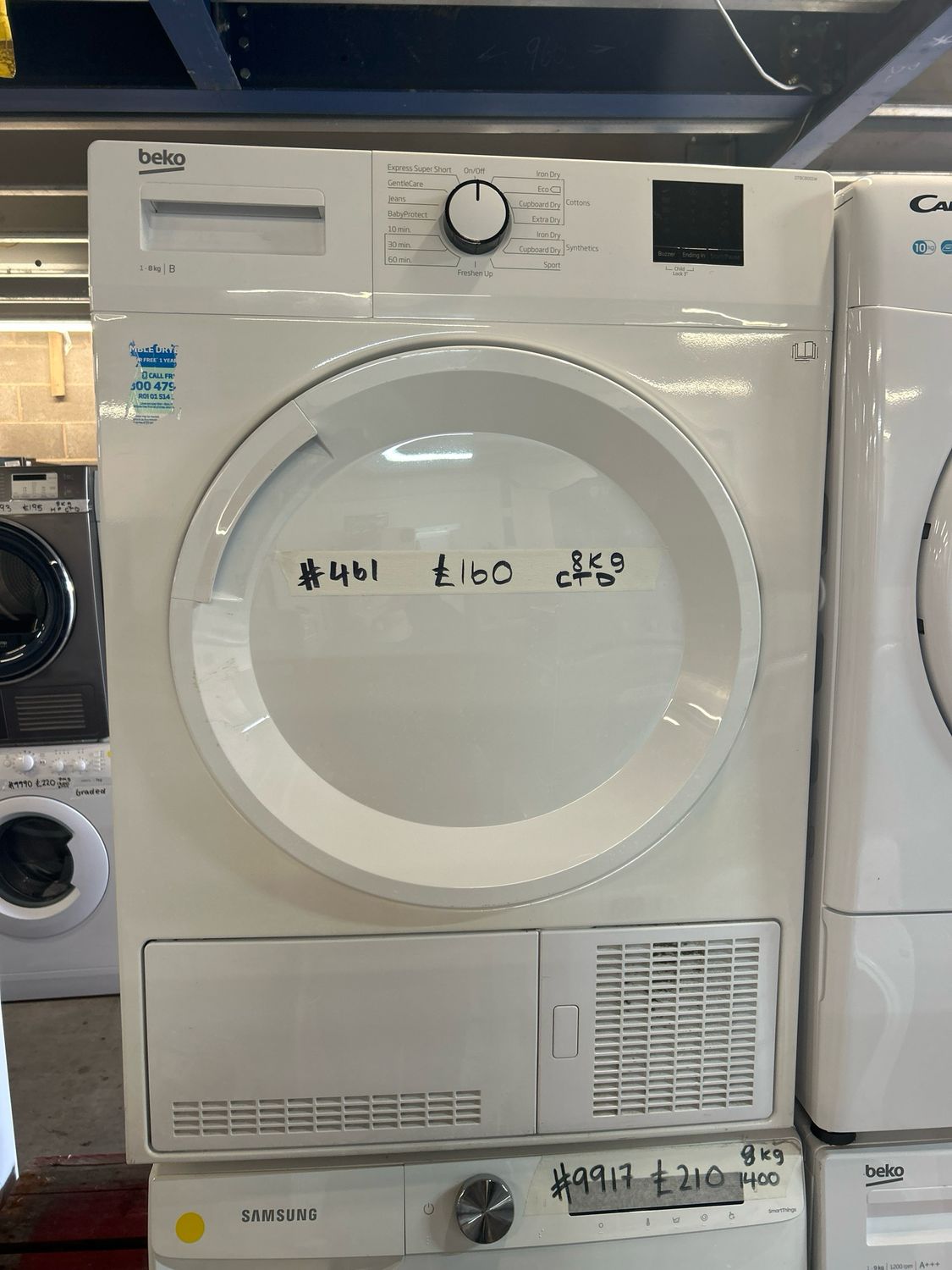 Beko DTBC8001W 8kg Condenser Dryer White