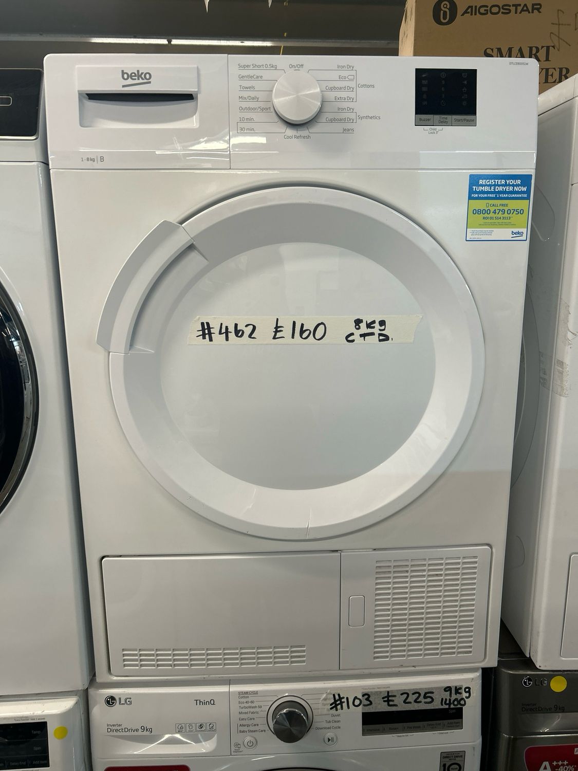 Beko DTLCE80051W 8Kg Condenser Dryer White