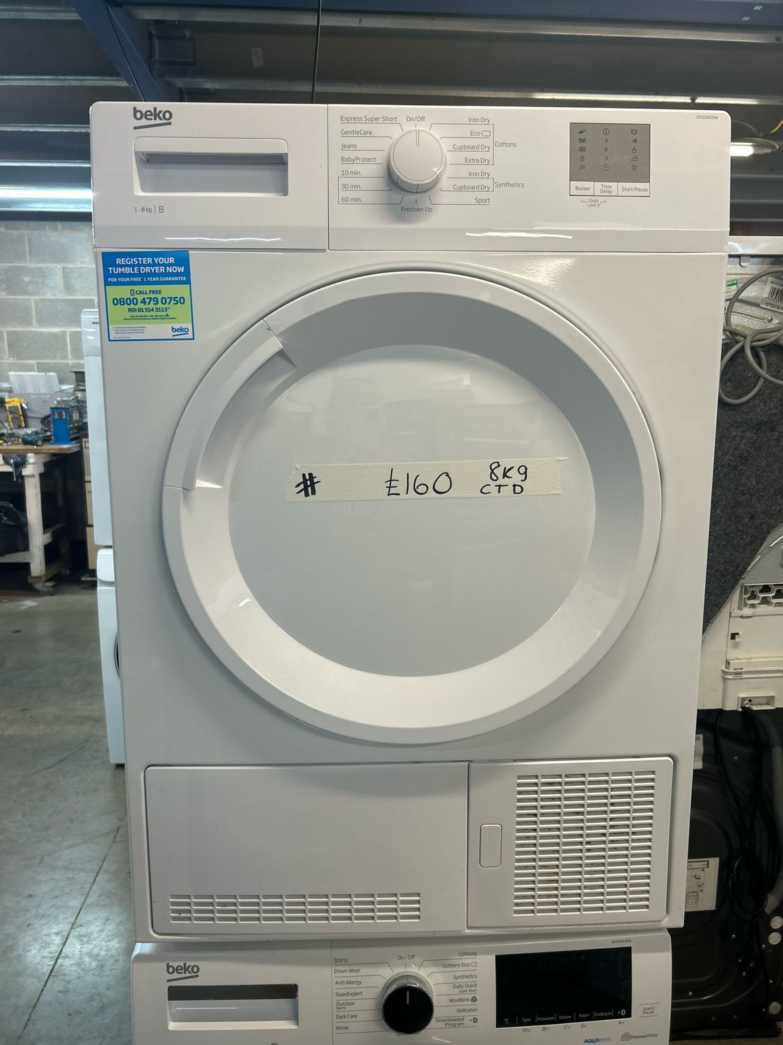 Beko DTGC8000W 8kg Condenser Dryer White