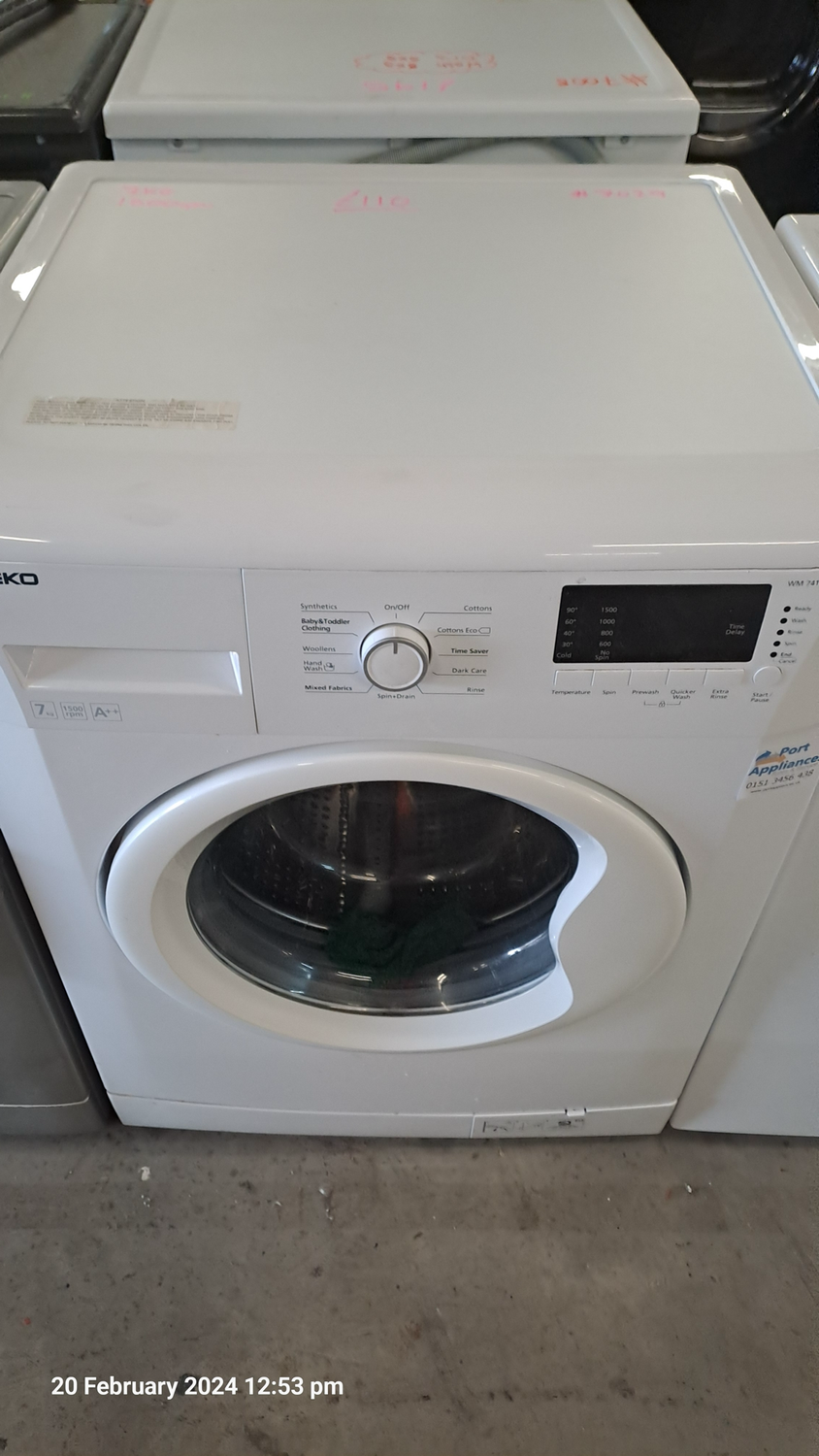 Beko WM74155LW 7kg Load 1500 Spin Washing Machine White  